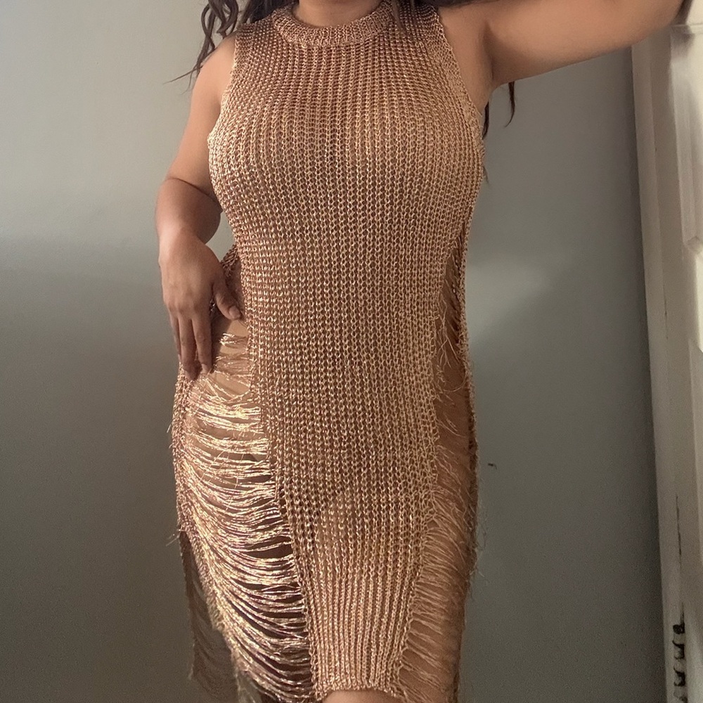 Tan Ribbed Sleeveless golden